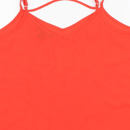 Primark Womens Orange Polyester Basic Blouse Size 12 Round Neck