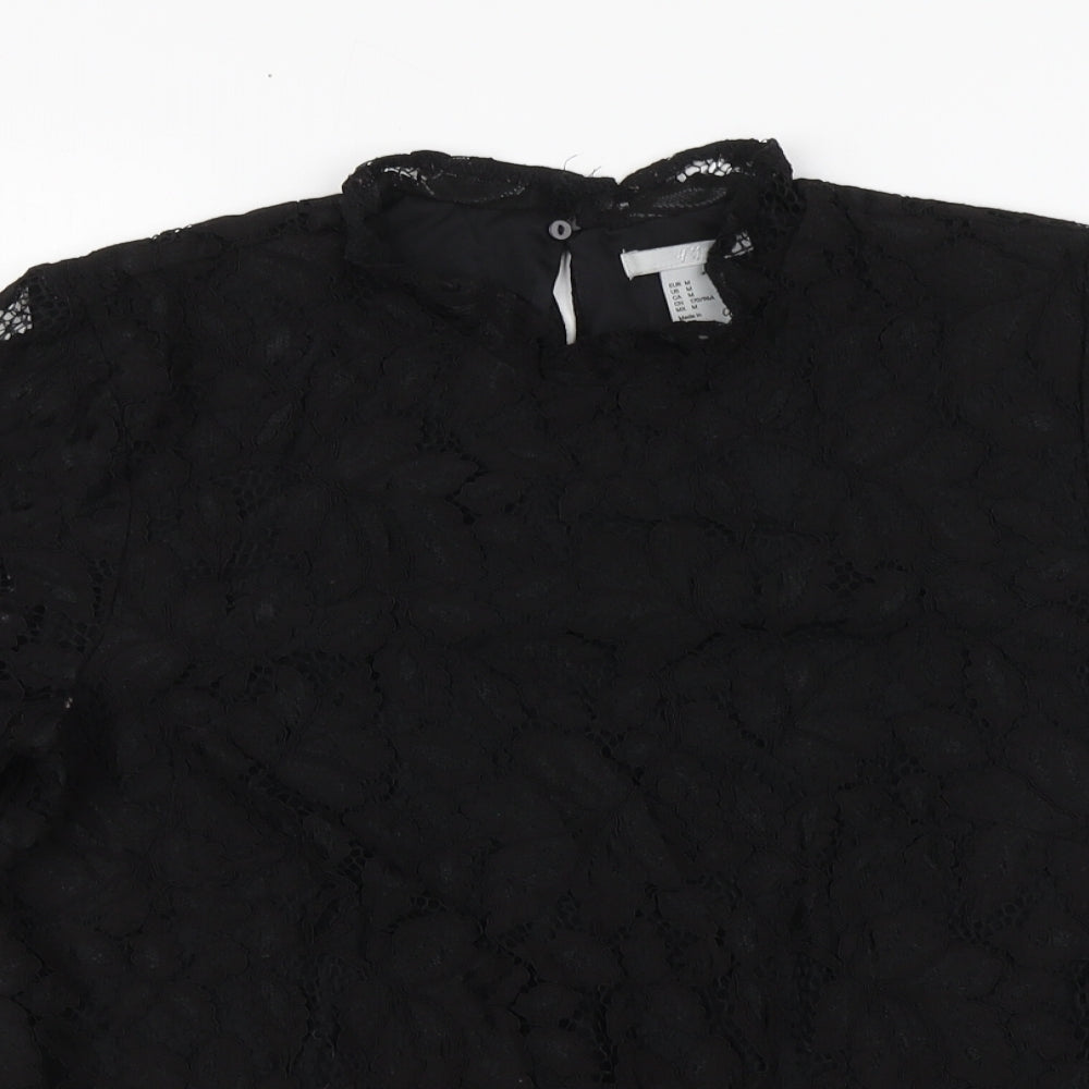 Womens UK Size M H&M Black Basic Blouse