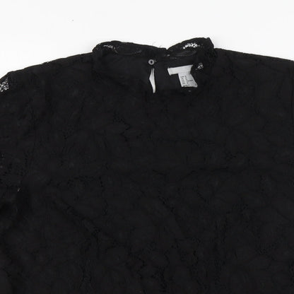 Womens UK Size M H&M Black Basic Blouse