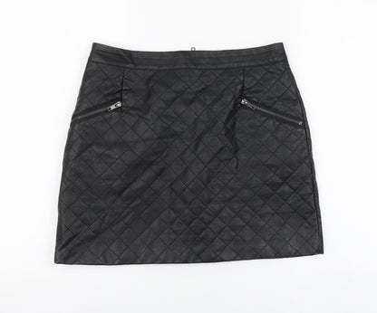 Very Womens Black Polyurethane Mini Skirt Size 10
