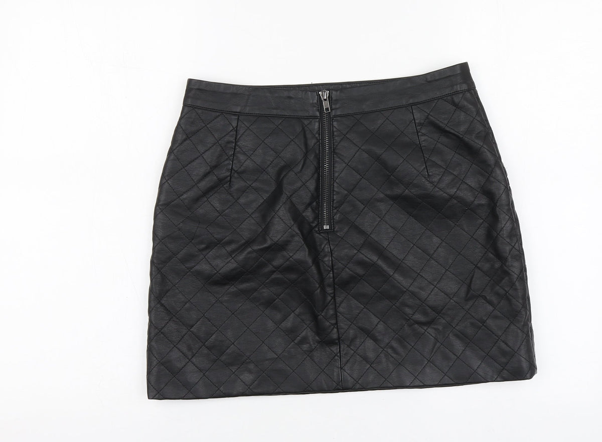 Very Womens Black Polyurethane Mini Skirt Size 10