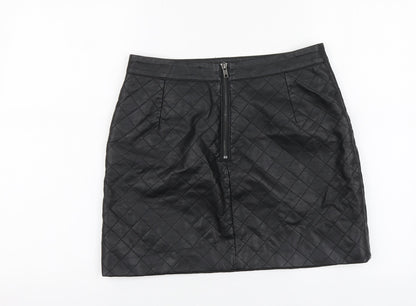 Very Womens Black Polyurethane Mini Skirt Size 10