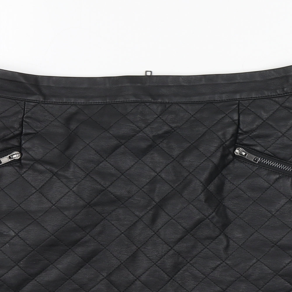 Very Womens Black Polyurethane Mini Skirt Size 10