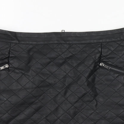 Very Womens Black Polyurethane Mini Skirt Size 10
