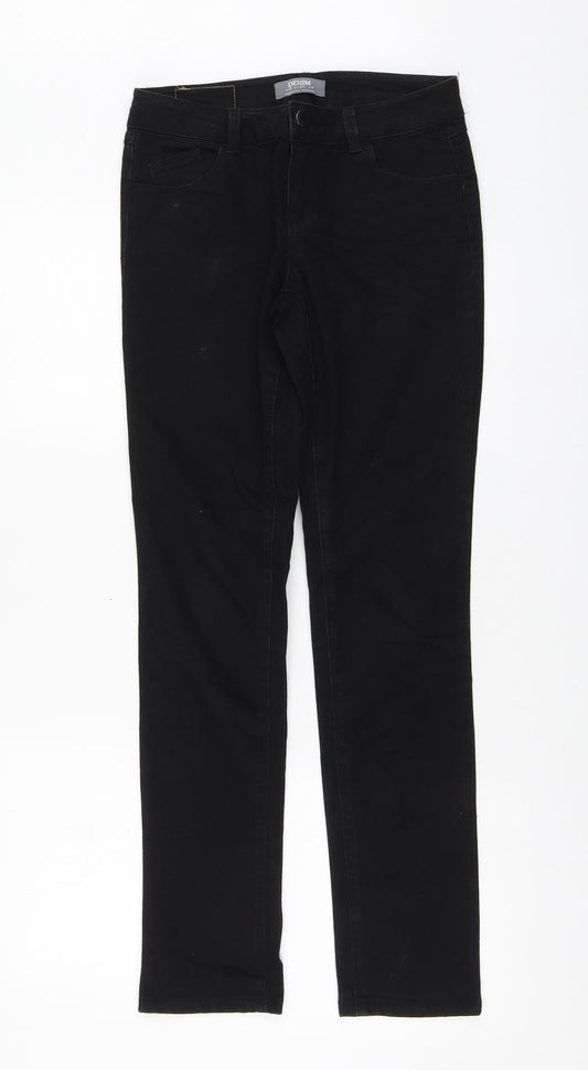 Dorothy Perkins Womens Black Cotton Mom Jeans Size 6 L29 in Regular