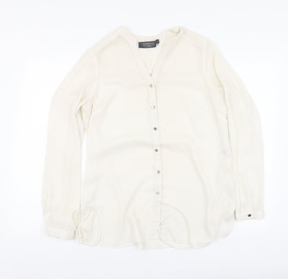 Coercion Womens Beige Polyester Basic Blouse Size S V-Neck