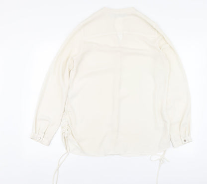 Coercion Womens Beige Polyester Basic Blouse Size S V-Neck