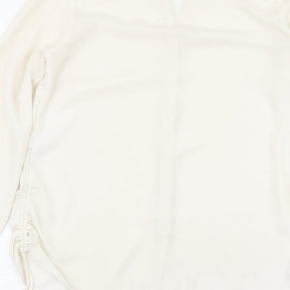 Coercion Womens Beige Polyester Basic Blouse Size S V-Neck