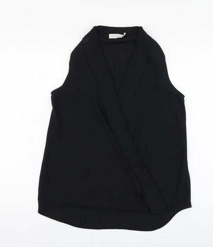 Paraphrase Womens Black Polyester Basic Blouse Size S V-Neck