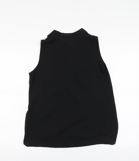 Paraphrase Womens Black Polyester Basic Blouse Size S V-Neck