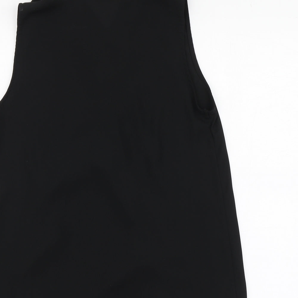 Paraphrase Womens Black Polyester Basic Blouse Size S V-Neck