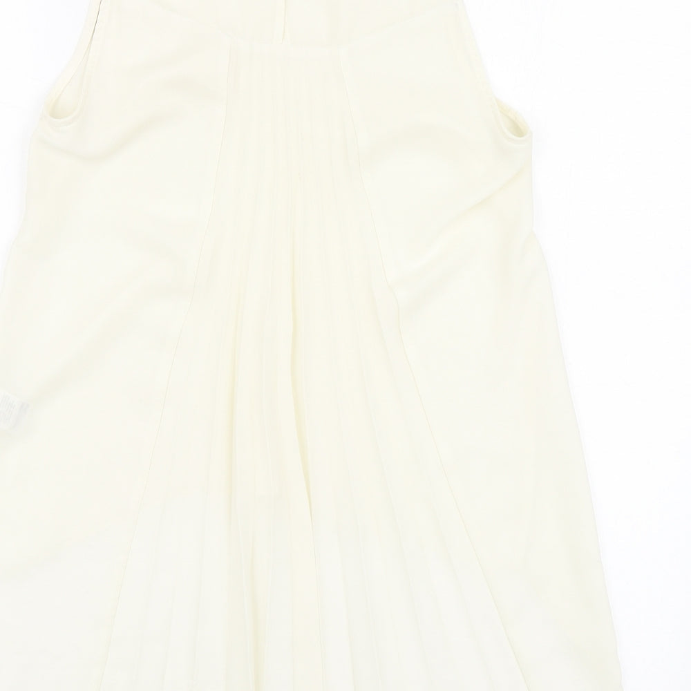 F&F Womens Ivory Polyester Basic Blouse Size 8 Round Neck