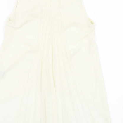 F&F Womens Ivory Polyester Basic Blouse Size 8 Round Neck