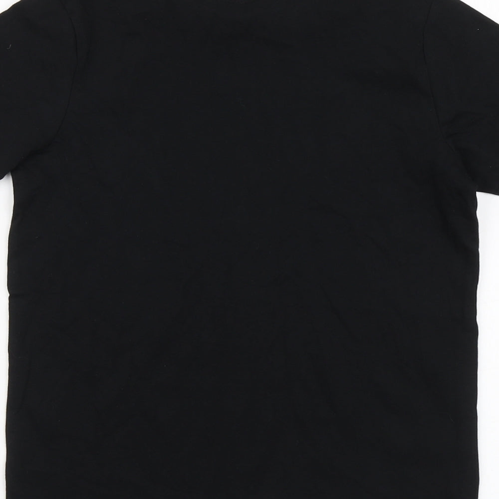 George Boys Black Geometric Cotton Basic T-Shirt Size 9-10 Years Round Neck