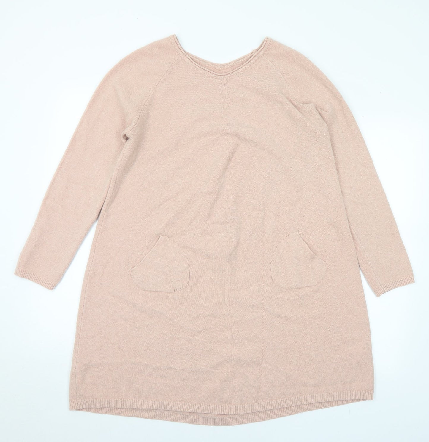 Preworn Womens Pink Viscose Jumper Dress Size M Round Neck