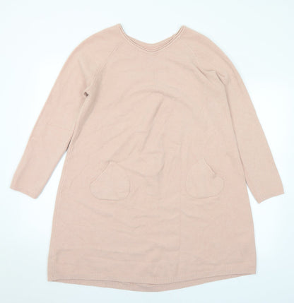 Preworn Womens Pink Viscose Jumper Dress Size M Round Neck