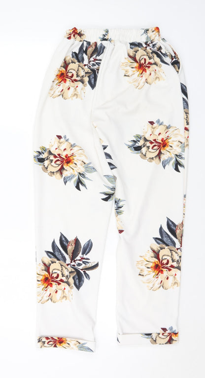 Cameo Rose Womens Multicoloured Floral Polyester Trousers Size 10 L27 in Regular