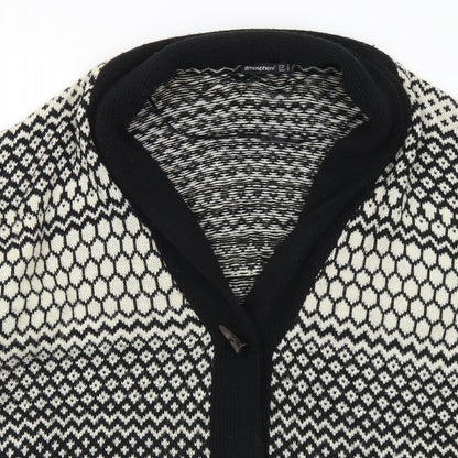 Primark Womens Black Collared Geometric Acrylic Cardigan Jumper Size 10