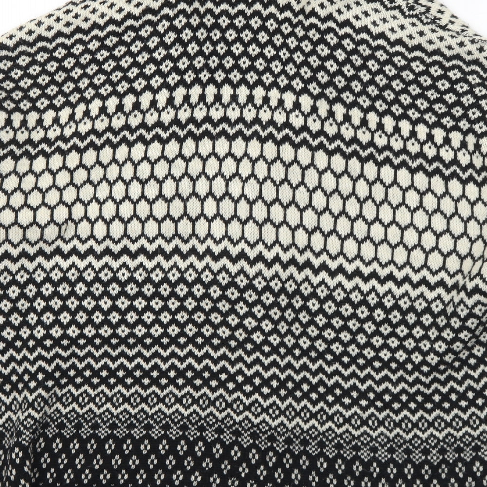 Primark Womens Black Collared Geometric Acrylic Cardigan Jumper Size 10