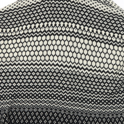 Primark Womens Black Collared Geometric Acrylic Cardigan Jumper Size 10