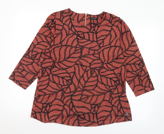 Viz A Viz Womens Brown Round Neck Geometric Polyester Pullover Jumper Size 14 - 14-16