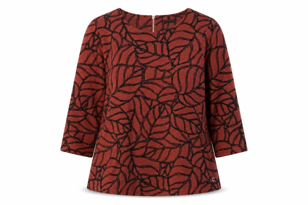 Viz A Viz Womens Brown Round Neck Geometric Polyester Pullover Jumper Size 14 - 14-16