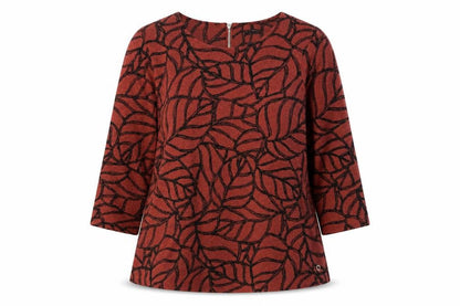Viz A Viz Womens Brown Round Neck Geometric Polyester Pullover Jumper Size 14 - 14-16