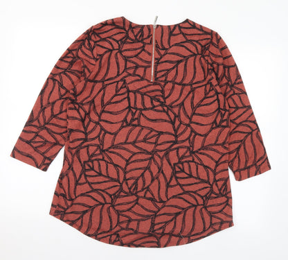 Viz A Viz Womens Brown Round Neck Geometric Polyester Pullover Jumper Size 14 - 14-16