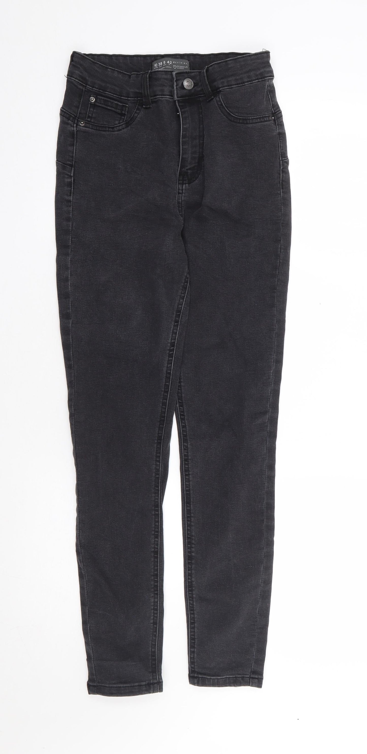Primark Womens Black Cotton Skinny Jeans Size 10 L28 in Regular Zip