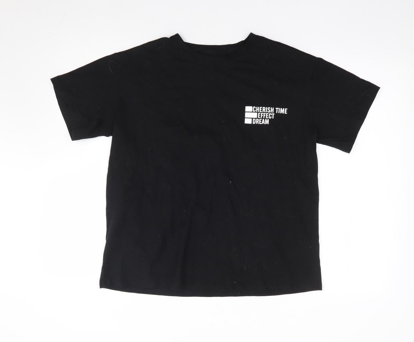 Womens UK Size S Dazy Black Jersey T-Shirt