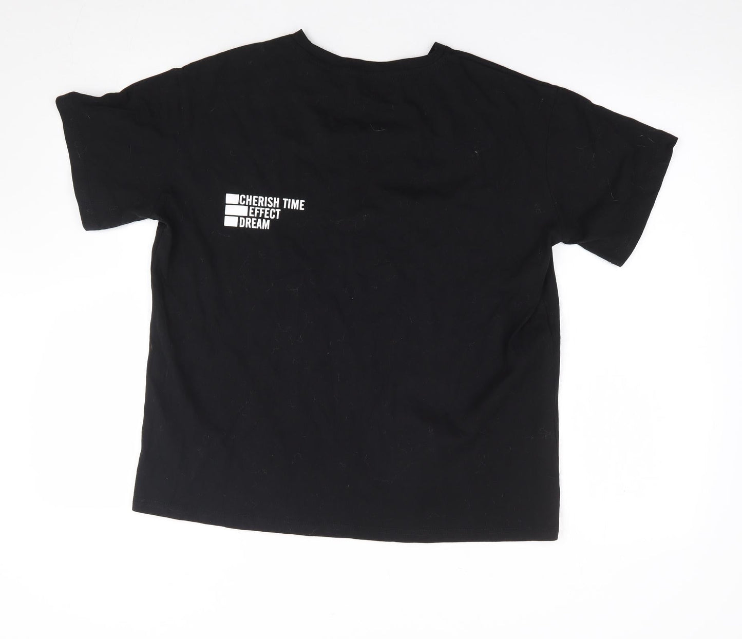 Womens UK Size S Dazy Black Jersey T-Shirt