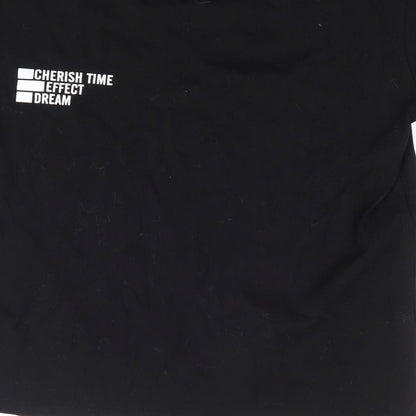 Womens UK Size S Dazy Black Jersey T-Shirt