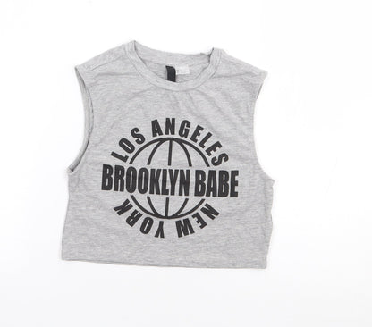 Womens UK Size S H&M Grey Cropped Tank