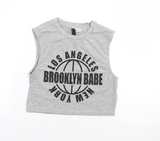 Womens UK Size S H&M Grey Cropped Tank