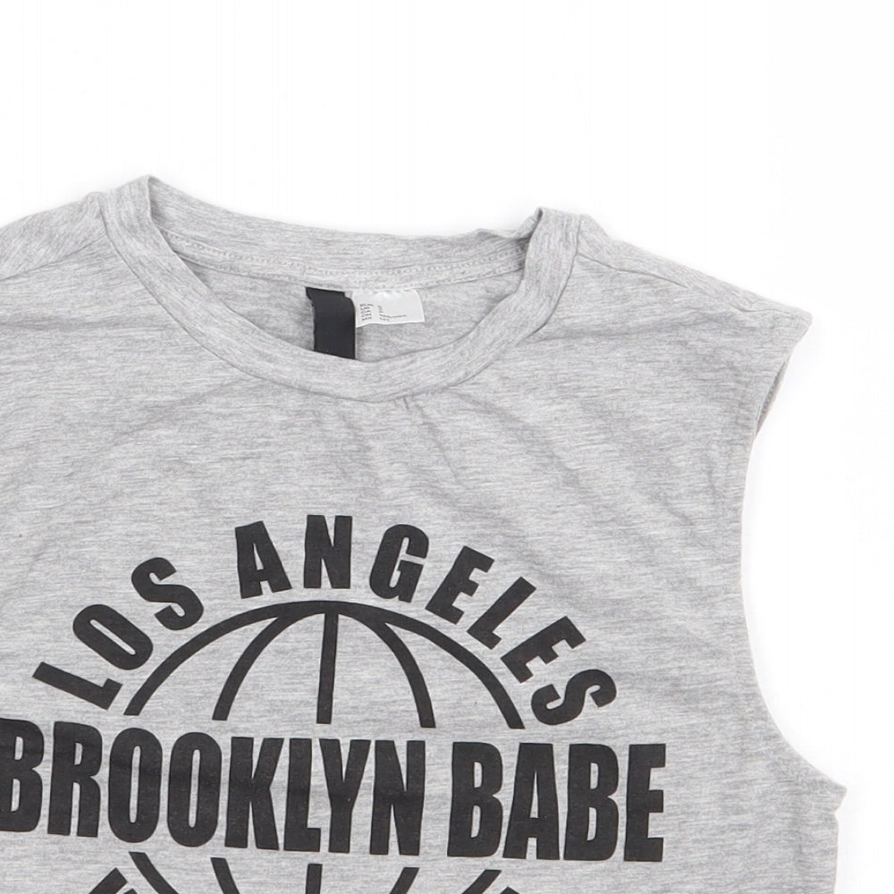 Womens UK Size S H&M Grey Cropped Tank