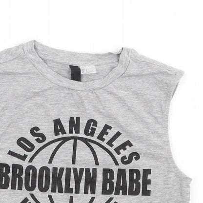 Womens UK Size S H&M Grey Cropped Tank