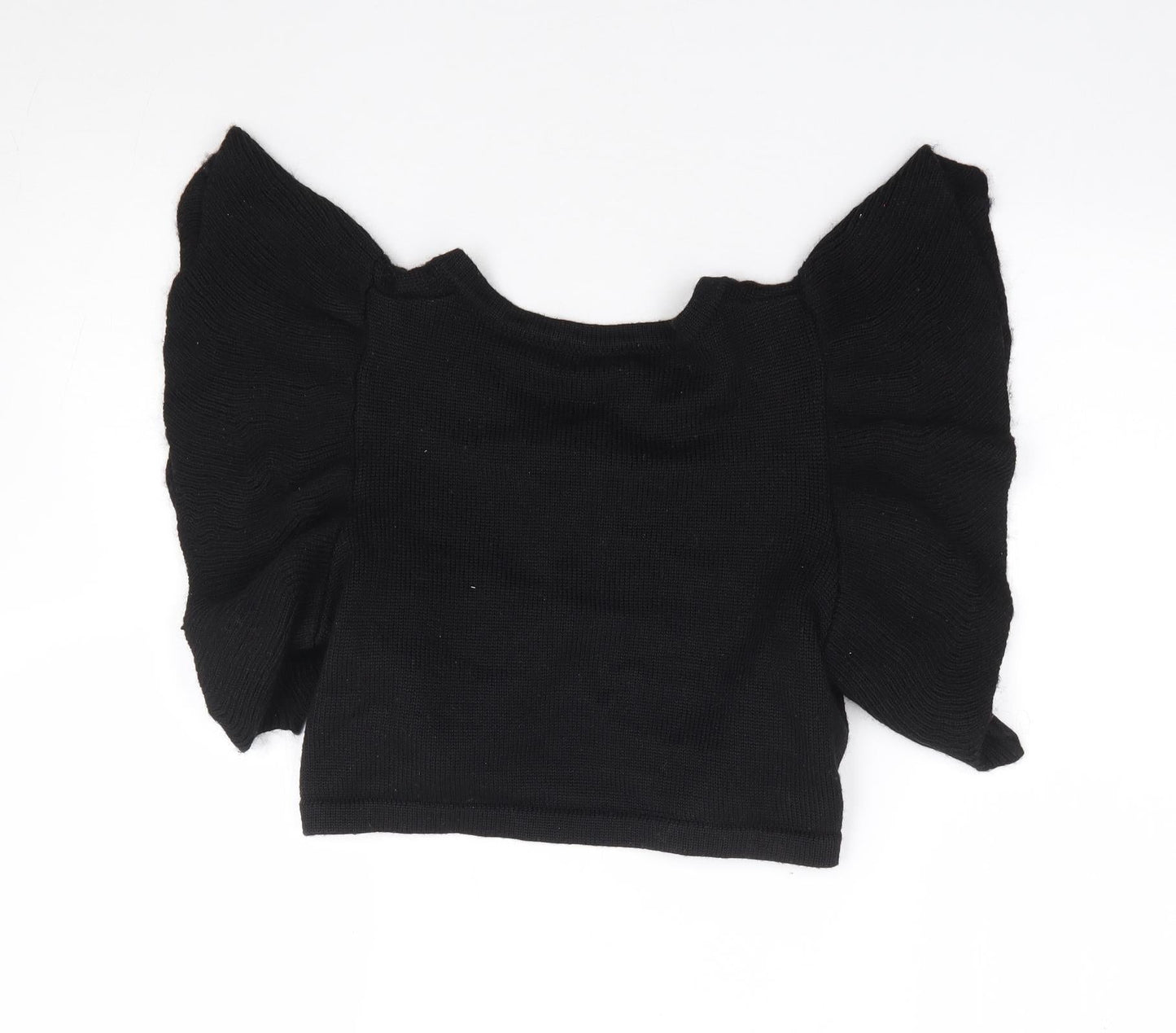 Vila Clothes Womens Black Round Neck Acrylic Shrug Jumper Size M