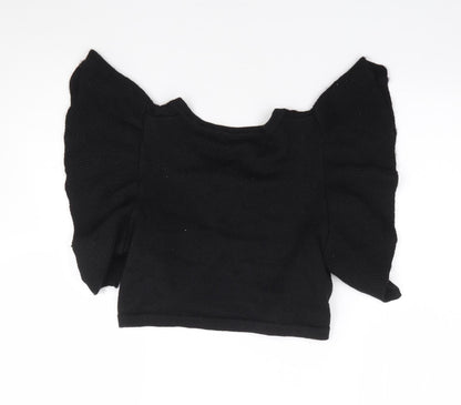 Vila Clothes Womens Black Round Neck Acrylic Shrug Jumper Size M