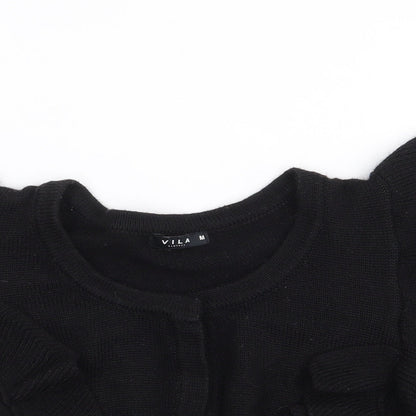 Vila Clothes Womens Black Round Neck Acrylic Shrug Jumper Size M