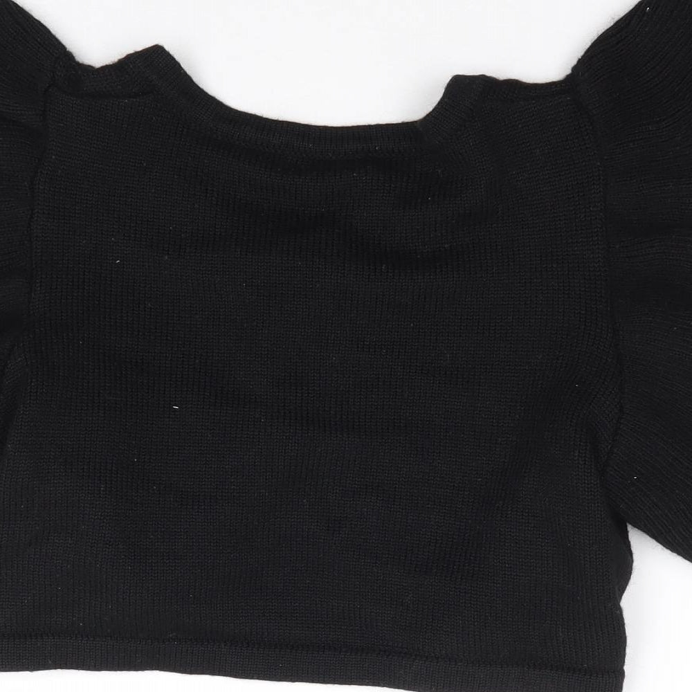 Vila Clothes Womens Black Round Neck Acrylic Shrug Jumper Size M
