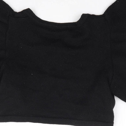 Vila Clothes Womens Black Round Neck Acrylic Shrug Jumper Size M