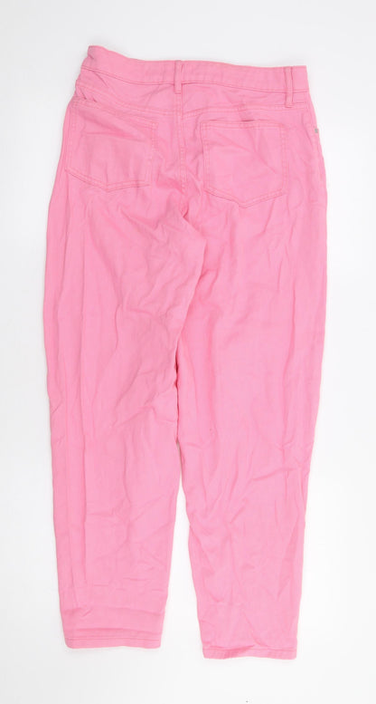F&F Womens Pink Cotton Straight Jeans Size 8 L28 in Regular Zip