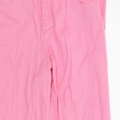 F&F Womens Pink Cotton Straight Jeans Size 8 L28 in Regular Zip