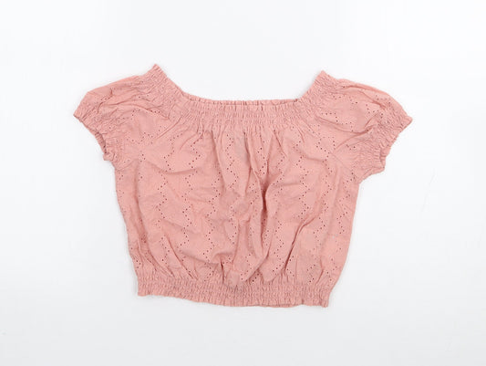 Womens UK Size 6 H&M Pink Cropped T-Shirt