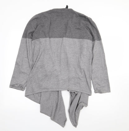 G Womens Grey V-Neck Rayon Cardigan Jumper Size L