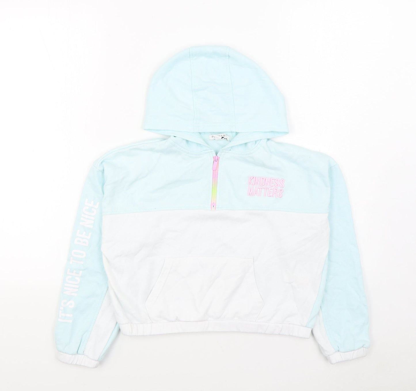 Primark Girls Blue Cotton Pullover Hoodie Size 10-11 Years Zip
