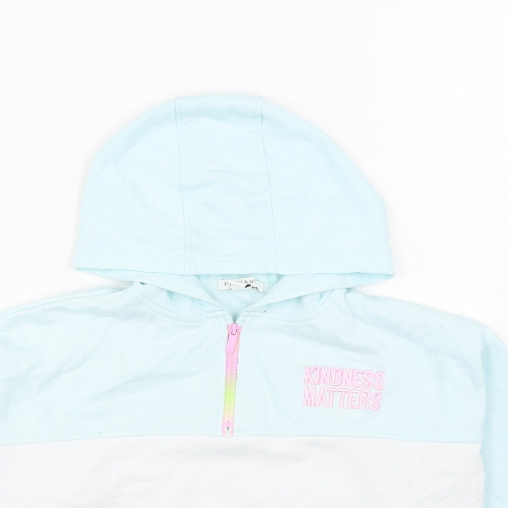 Primark Girls Blue Cotton Pullover Hoodie Size 10-11 Years Zip