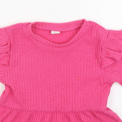 SheIn Girls Pink Polyester Basic Blouse Size 6 Years Round Neck Pullover