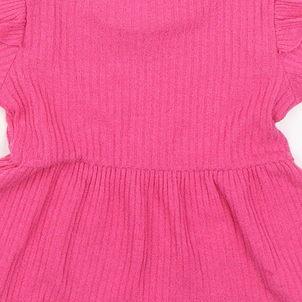 SheIn Girls Pink Polyester Basic Blouse Size 6 Years Round Neck Pullover