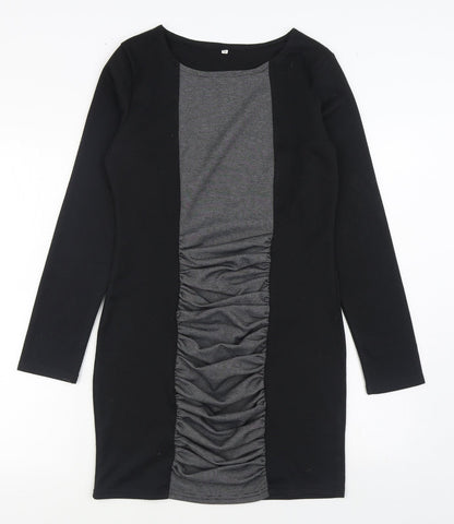 Preworn Womens Black Polyester Bodycon Size M Boat Neck Pullover